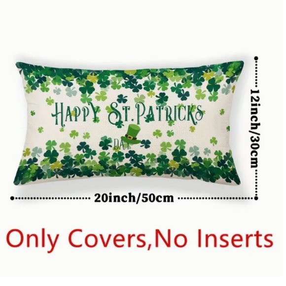NEW HAPPY ST PATRICK'S DAY SHAMROCKS LEPRECHAUN HAT DECORATIVE PILLOW COVER - Picture 4 of 4